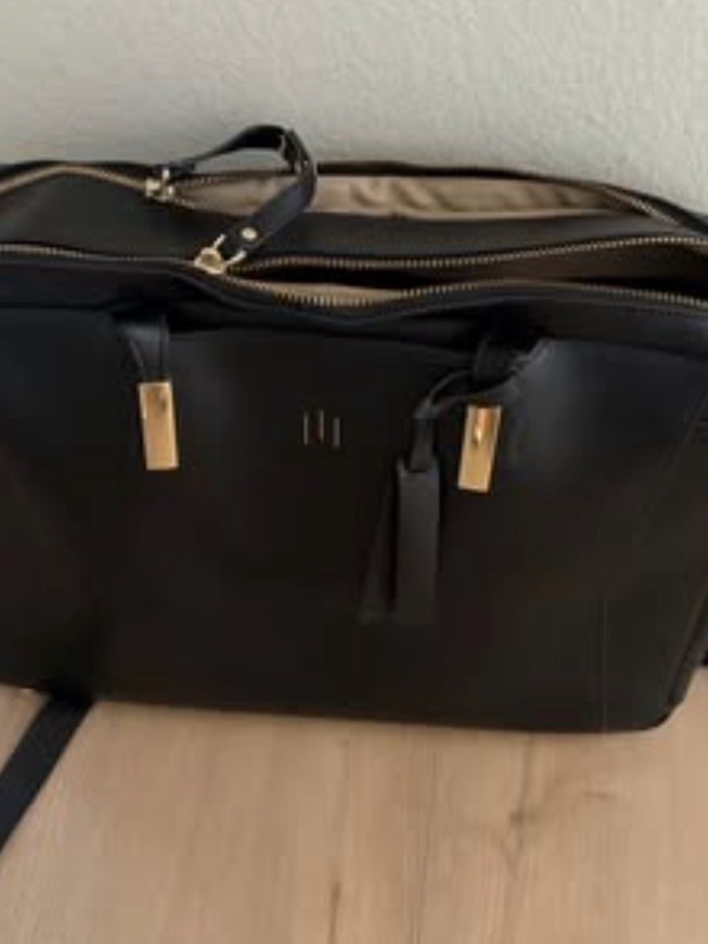 Black Women's Laptop Tote Bag with Gold Hardware